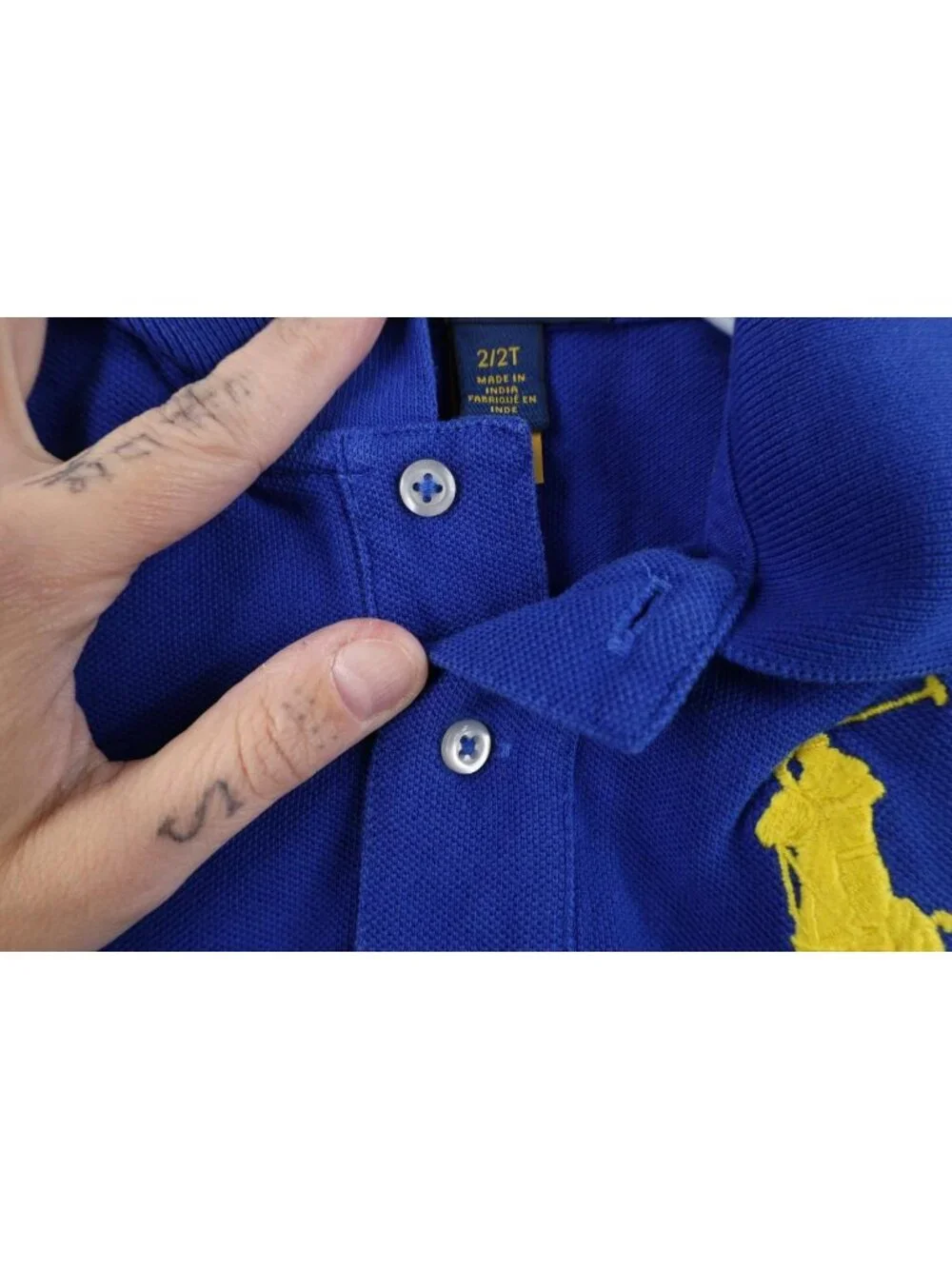 Vintage Y2K Ralph Lauren Boys Toddler 2T 2 T Big Pony Collared Polo Shirt Blue